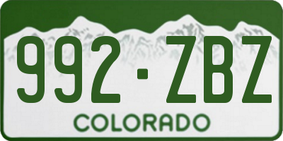 CO license plate 992ZBZ
