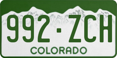 CO license plate 992ZCH