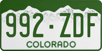 CO license plate 992ZDF