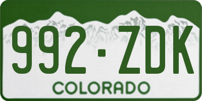 CO license plate 992ZDK