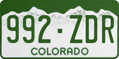 CO license plate 992ZDR