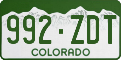 CO license plate 992ZDT