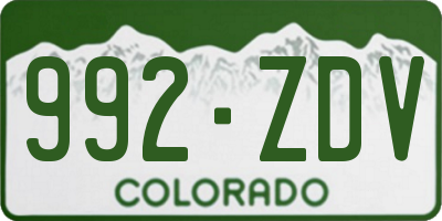 CO license plate 992ZDV