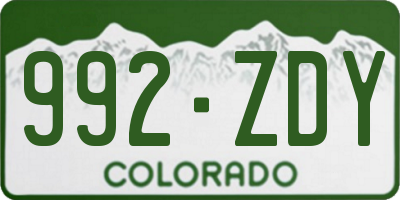 CO license plate 992ZDY