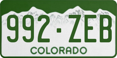 CO license plate 992ZEB