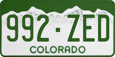 CO license plate 992ZED