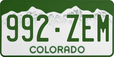 CO license plate 992ZEM