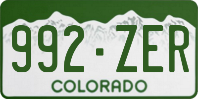 CO license plate 992ZER