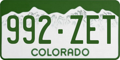 CO license plate 992ZET