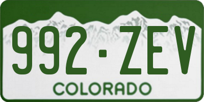 CO license plate 992ZEV