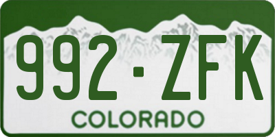 CO license plate 992ZFK