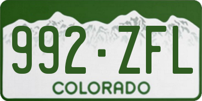 CO license plate 992ZFL