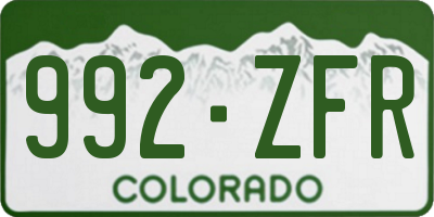 CO license plate 992ZFR