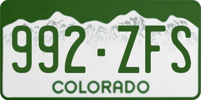 CO license plate 992ZFS
