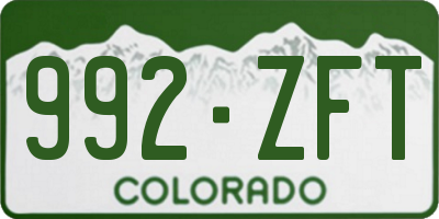 CO license plate 992ZFT