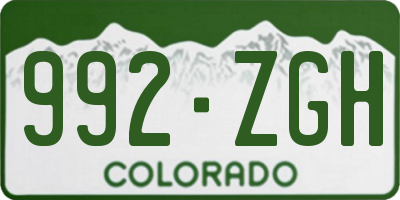 CO license plate 992ZGH