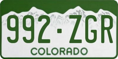 CO license plate 992ZGR