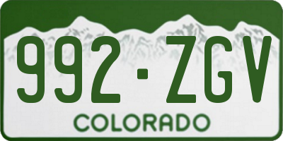 CO license plate 992ZGV
