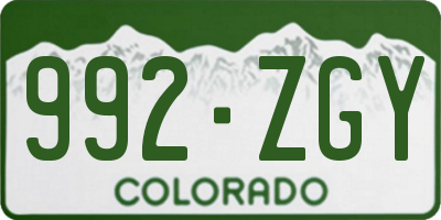 CO license plate 992ZGY