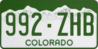 CO license plate 992ZHB