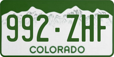 CO license plate 992ZHF