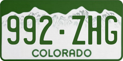 CO license plate 992ZHG