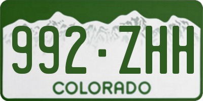 CO license plate 992ZHH