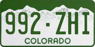 CO license plate 992ZHI