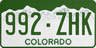 CO license plate 992ZHK