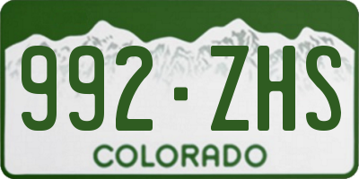 CO license plate 992ZHS