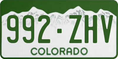 CO license plate 992ZHV