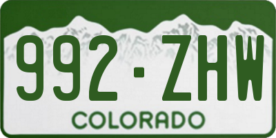 CO license plate 992ZHW