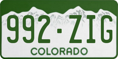 CO license plate 992ZIG