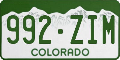 CO license plate 992ZIM