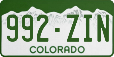 CO license plate 992ZIN
