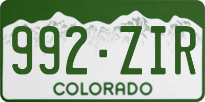 CO license plate 992ZIR