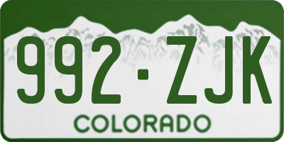 CO license plate 992ZJK