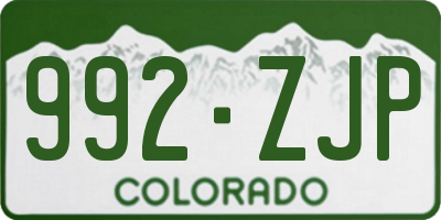 CO license plate 992ZJP