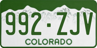 CO license plate 992ZJV