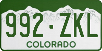 CO license plate 992ZKL