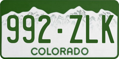 CO license plate 992ZLK