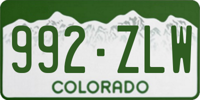 CO license plate 992ZLW