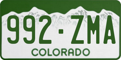 CO license plate 992ZMA