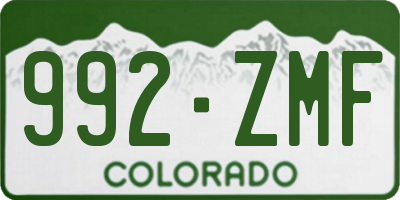 CO license plate 992ZMF