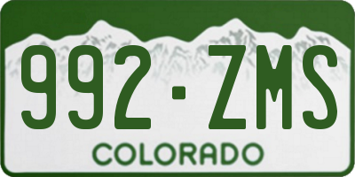 CO license plate 992ZMS