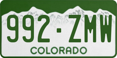 CO license plate 992ZMW