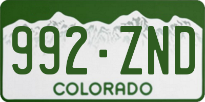 CO license plate 992ZND