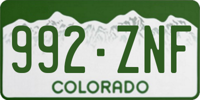 CO license plate 992ZNF