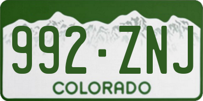 CO license plate 992ZNJ