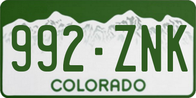 CO license plate 992ZNK